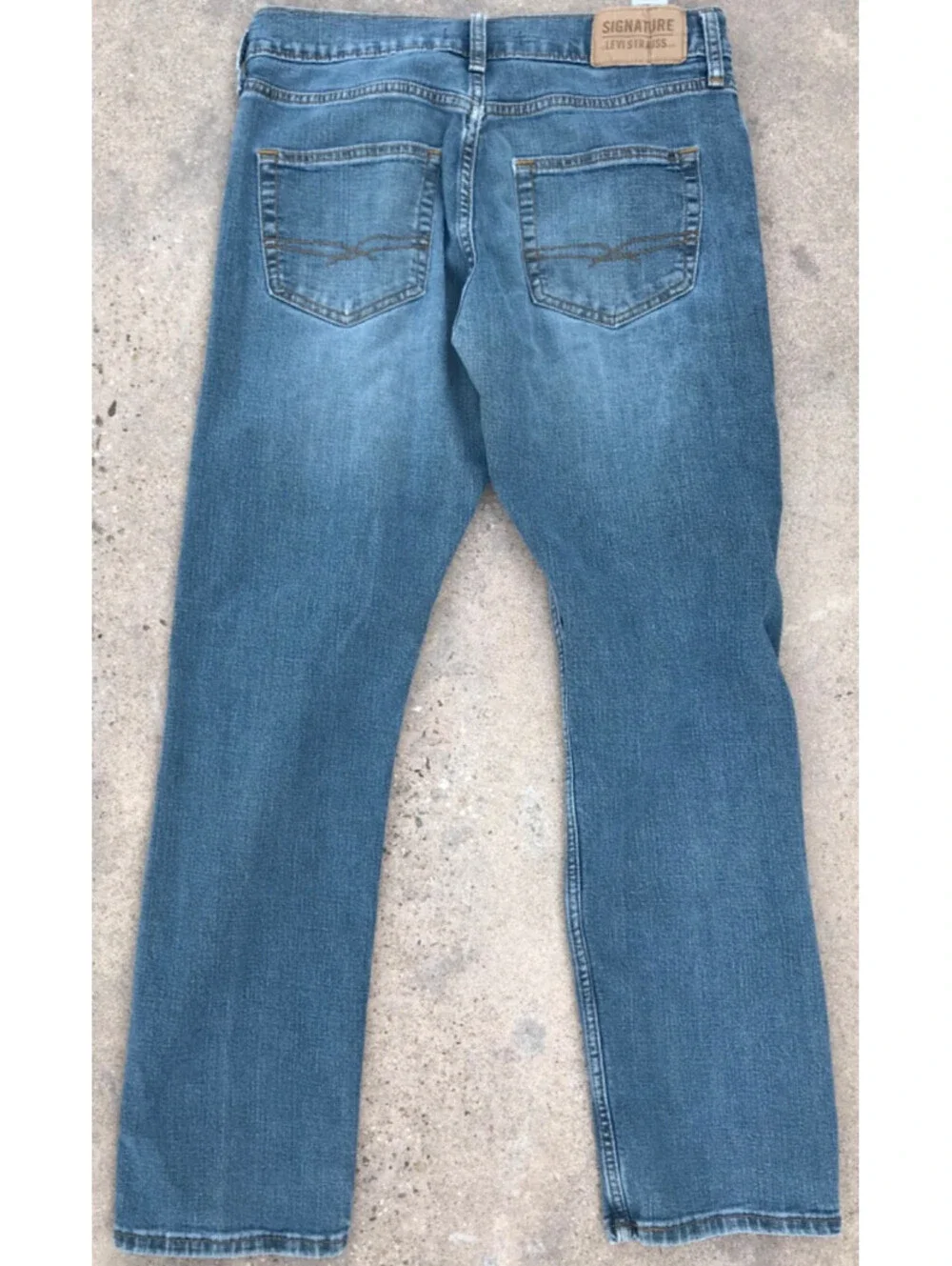 Levis Signature Straight Denim Blue Jeans Mens 30X30 Medium Wash  Faded Thighs